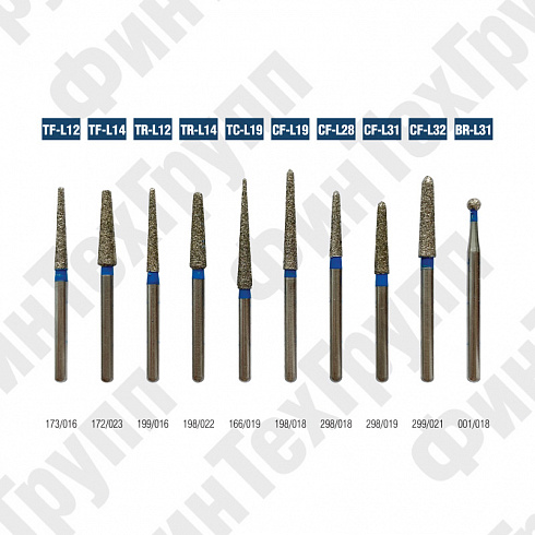 Алмазные боры TF-L12 TF-L14, TR-L12 TR-L14, TC-L19, CF-L19 CF-L32, BR-L31 нумерация идентична борам MANI 